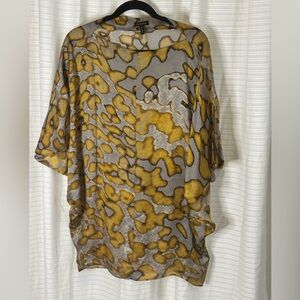 Vintage Escada silk Animal Print Top in Gray and Yellow